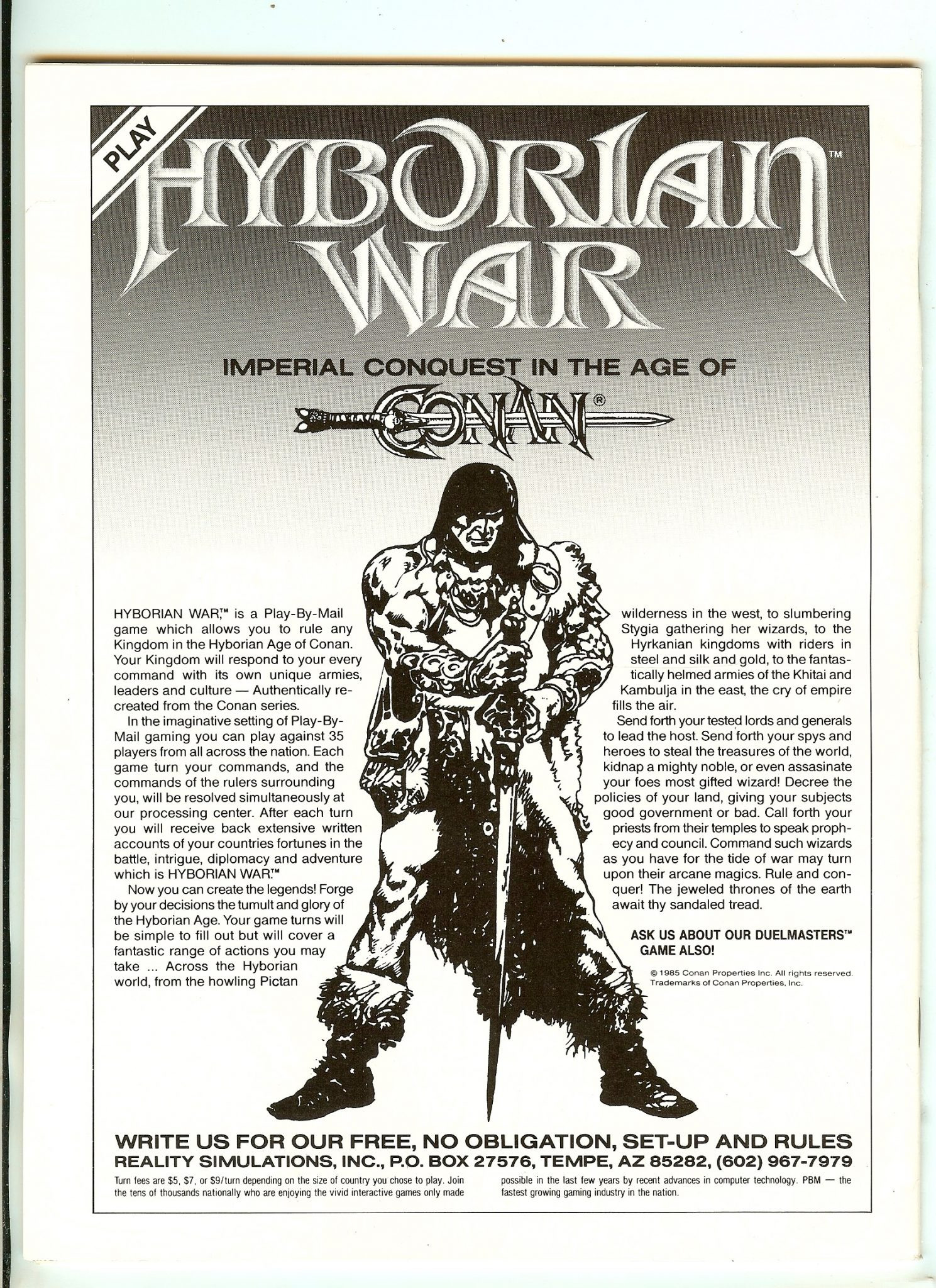 SAVAGE SWORD OF CONAN Back Cover