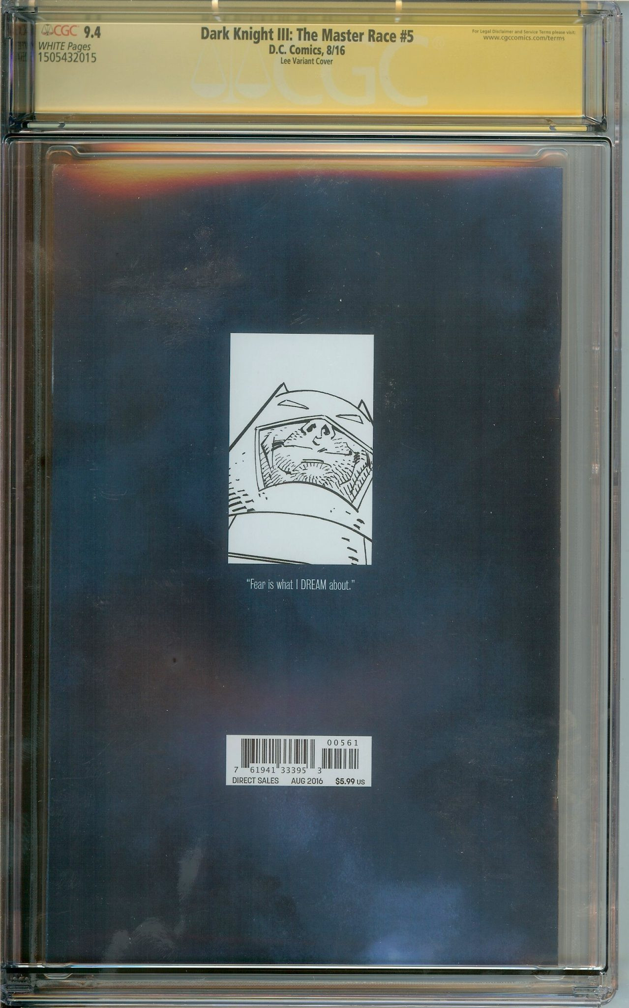 DARK KNIGHT III: THE MASTER RACE Back Cover