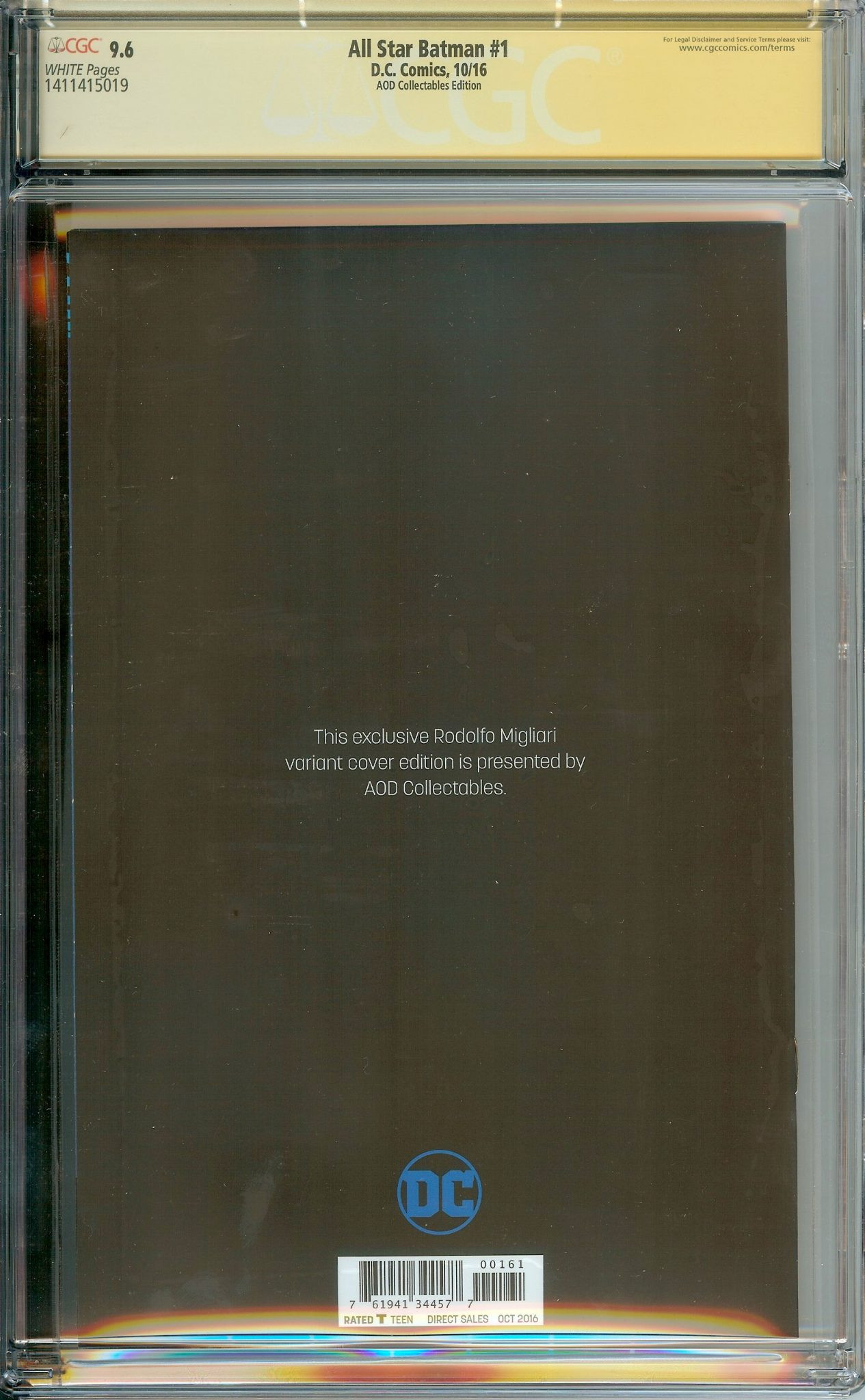 ALL STAR BATMAN Back Cover