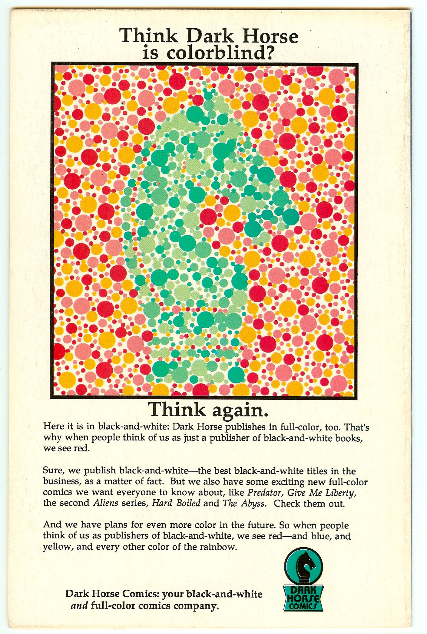 DARK HORSE PRESENTS Back Cover