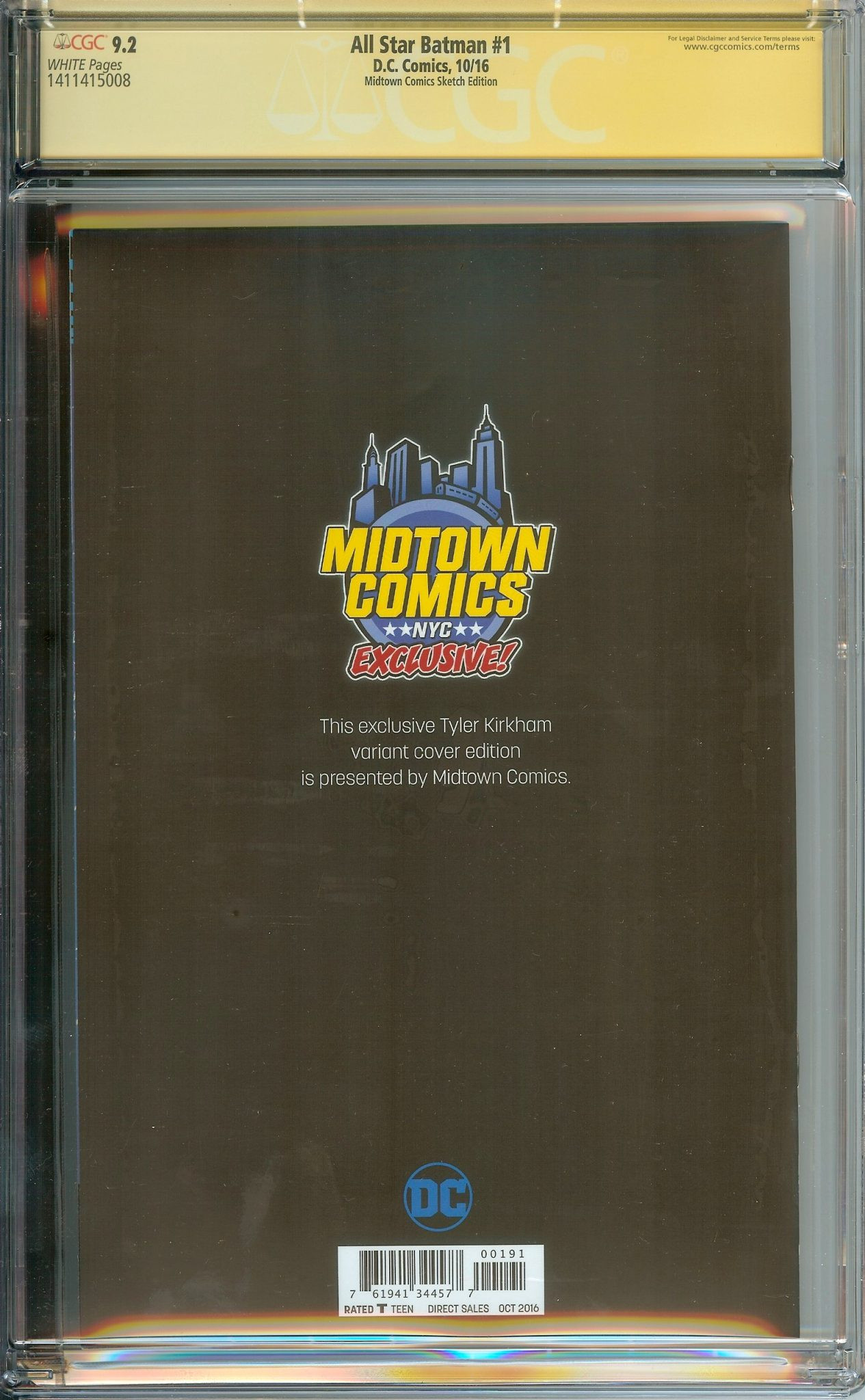 ALL STAR BATMAN Back Cover