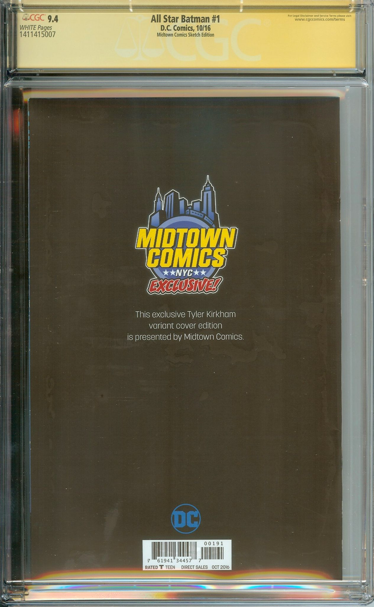 ALL STAR BATMAN Back Cover