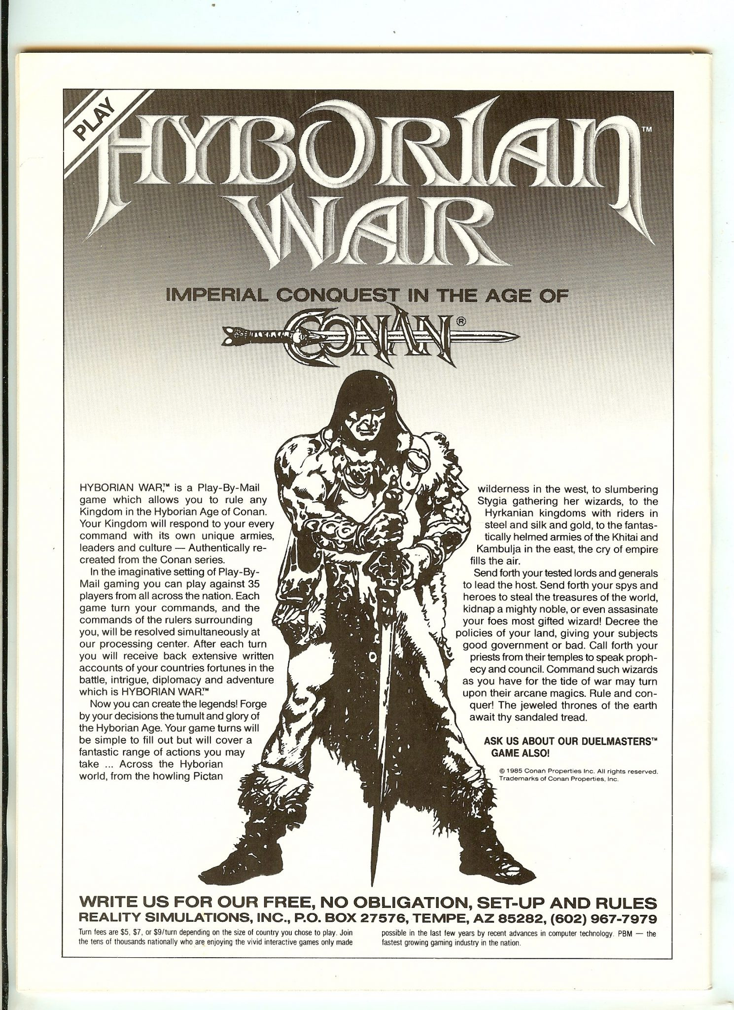 SAVAGE SWORD OF CONAN Back Cover