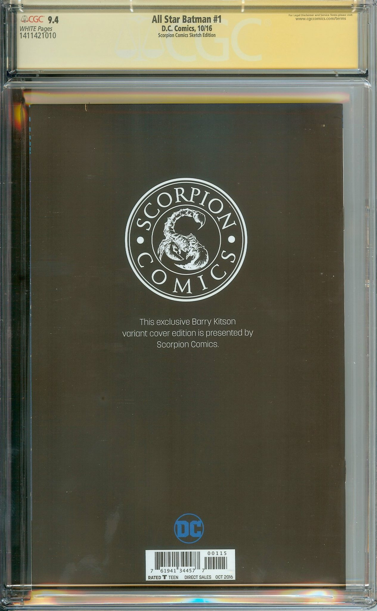 ALL STAR BATMAN Back Cover