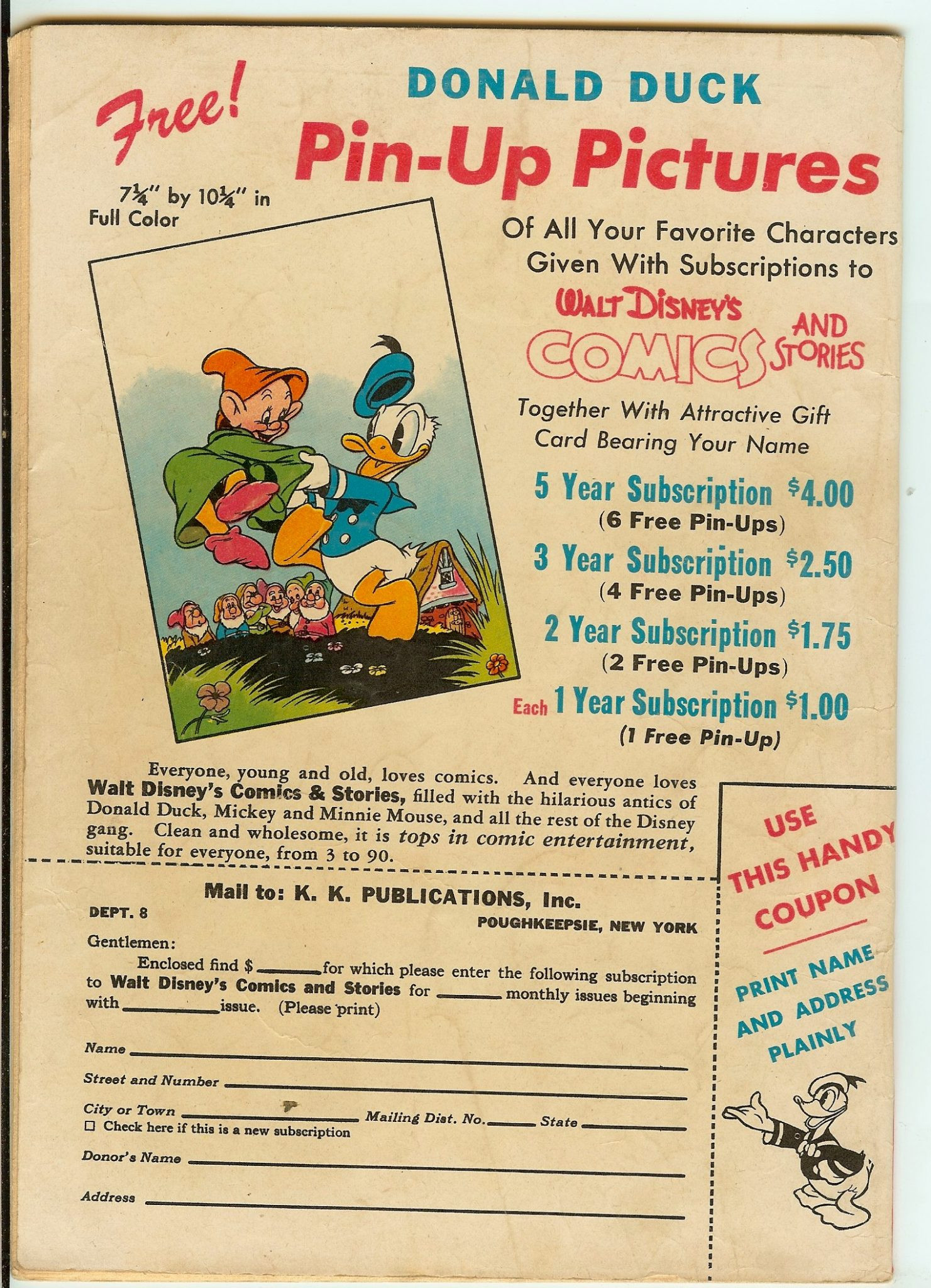 WALT DISNEY'S COMICS AND STORIES Back Cover