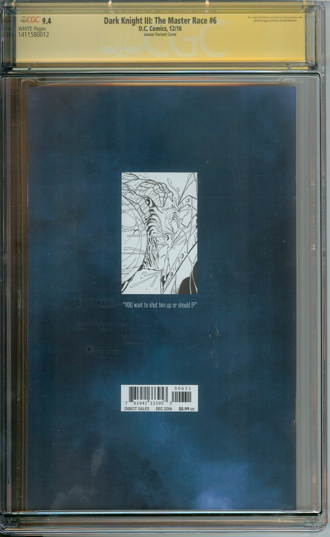 DARK KNIGHT III: THE MASTER RACE Back Cover