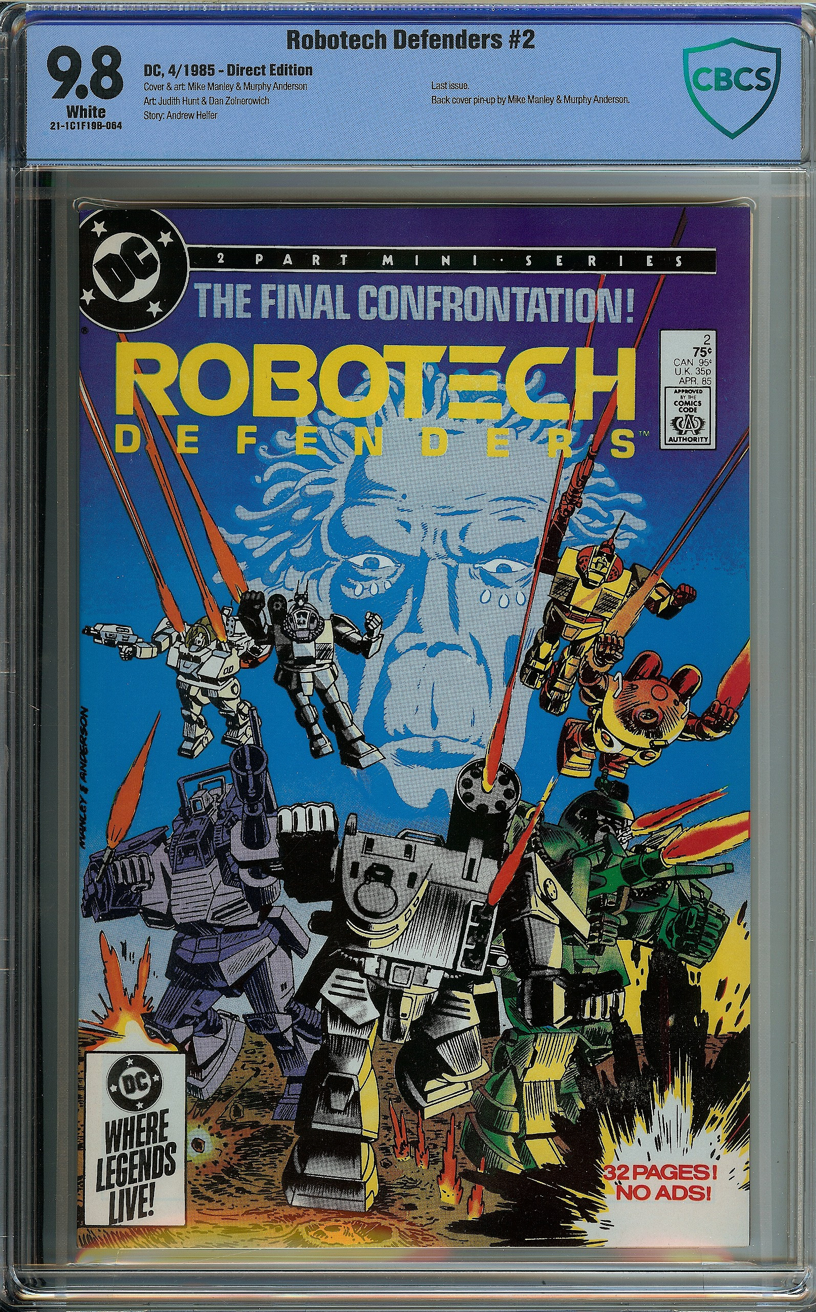Robotech Mech Defender ROBOTECH DEFENDERS #2 CBCS 9.8 WHITE PAGES | Reece's Rare Comics