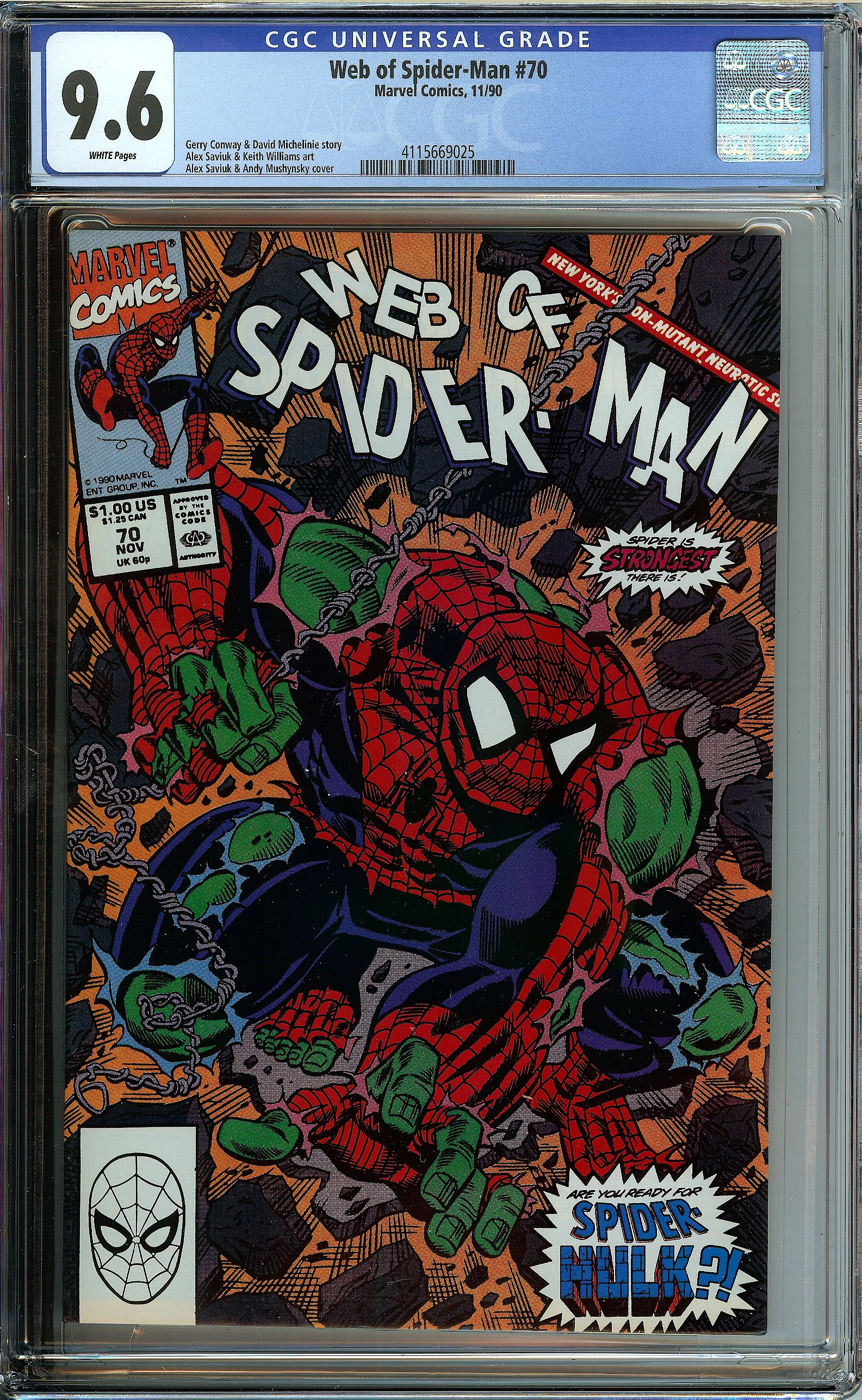 WEB OF SPIDERMAN 70 CGC 9.6 WHITE PAGES Reece's Rare