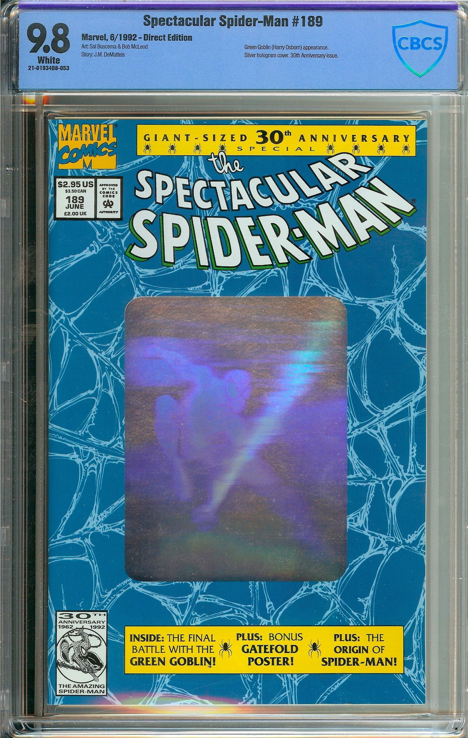 SPECTACULAR SPIDERMAN 189 CBCS 9.8 WHITE PAGES Reece's Rare Comics