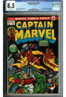 CAPTAIN MARVEL #27 CGC 8.5 OW PAGES front cover