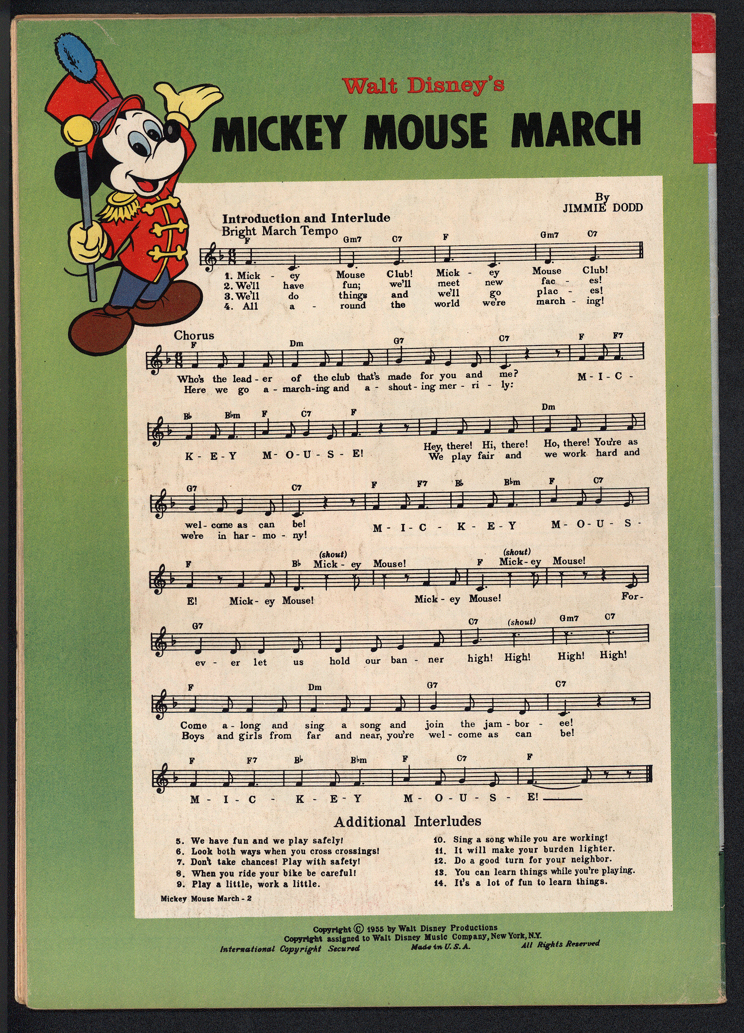 WALT DISNEY'S MICKEY MOUSE CLUB Back Cover
