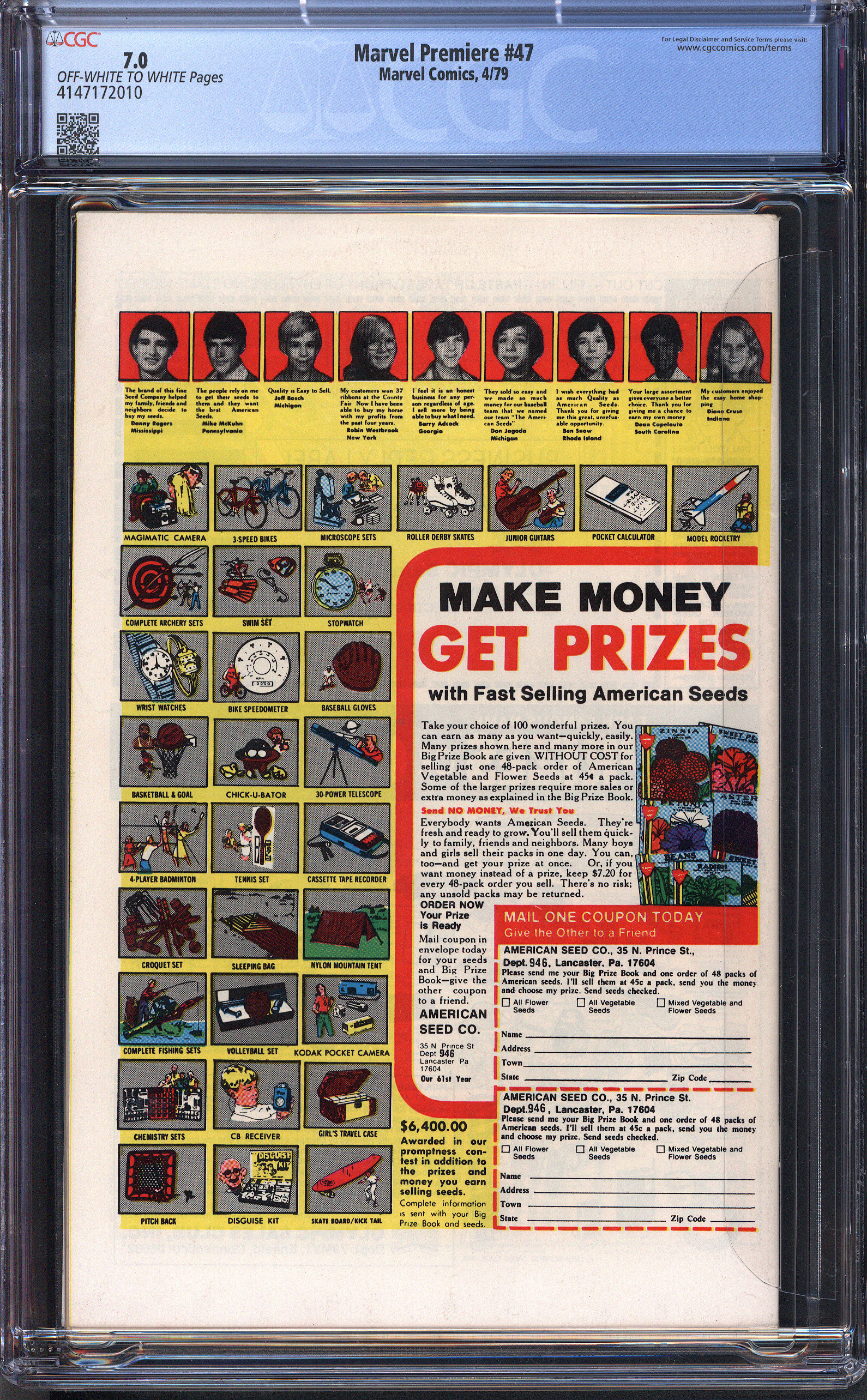 MARVEL PREMIERE Back Cover