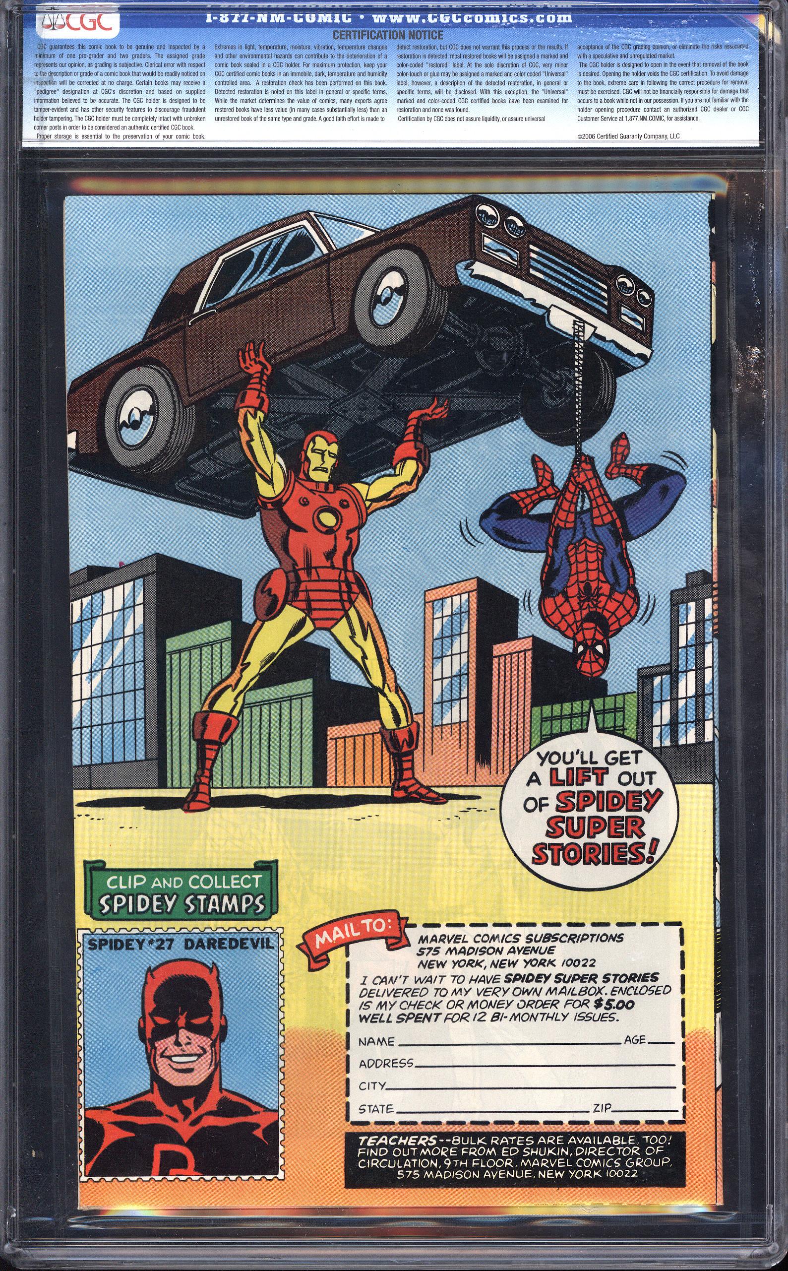 SPIDEY SUPER STORIES Back Cover