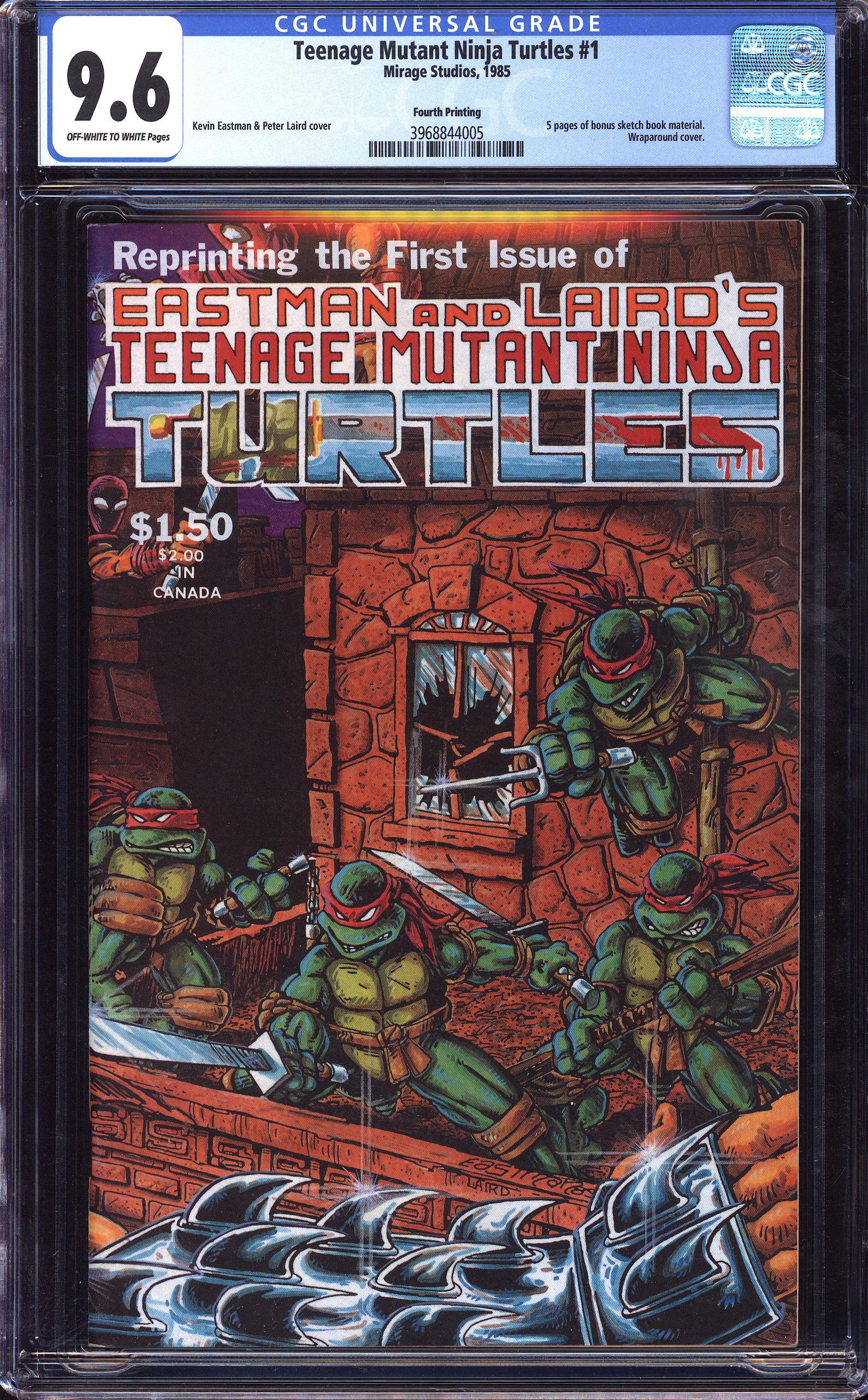 TEENAGE MUTANT NINJA TURTLES 1 CGC 9.6 OW/WH PAGES 4TH PRINT Reece's