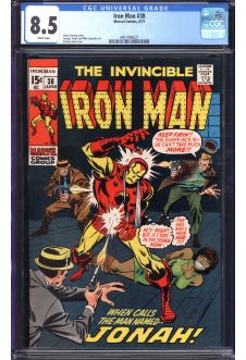 IRON MAN #38 CGC 8.5 WHITE PAGES front cover