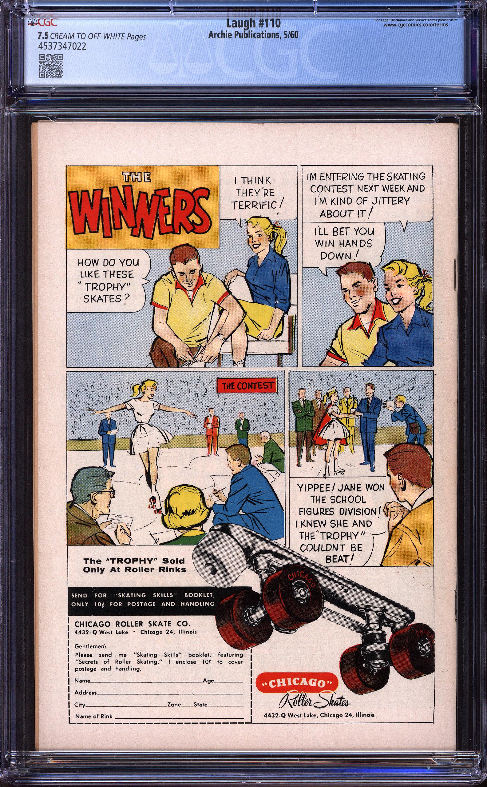 LAUGH COMICS Back Cover