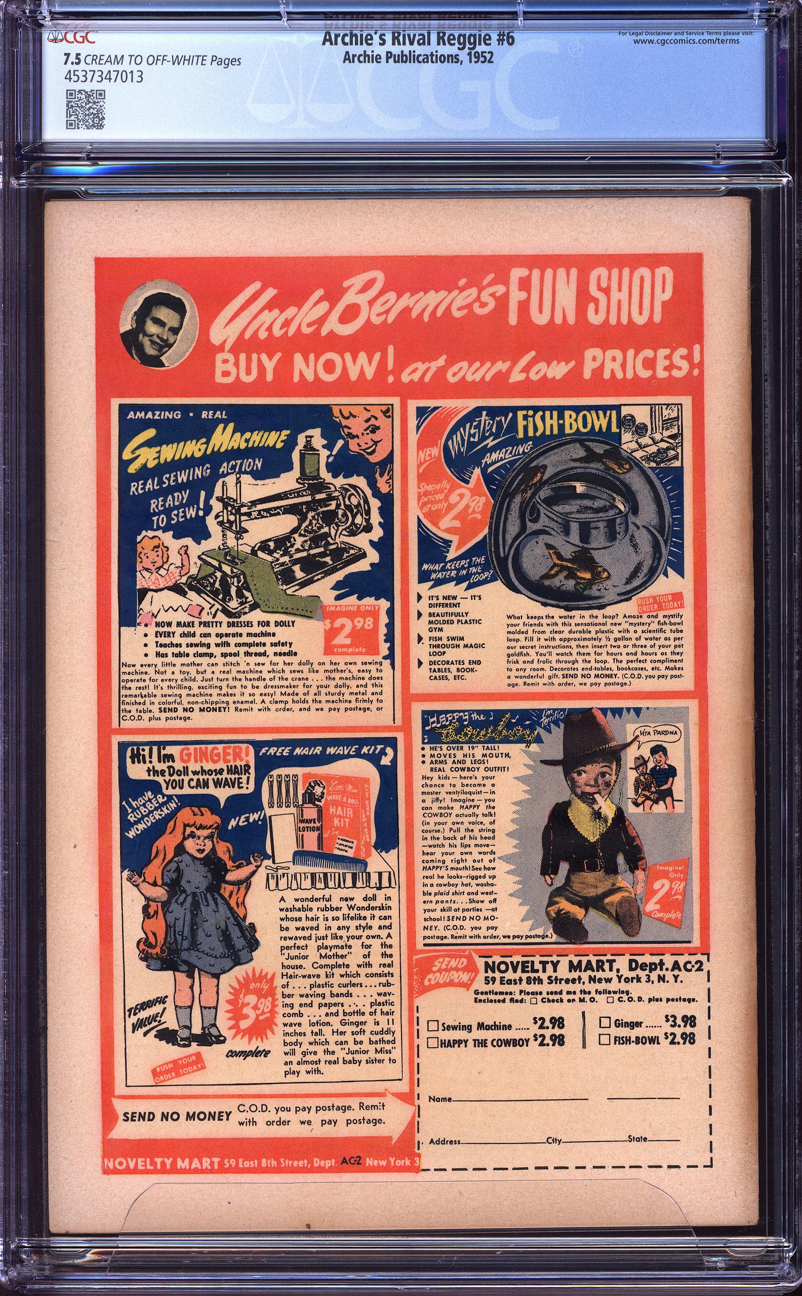 ARCHIE'S RIVAL REGGIE #6 Back Cover