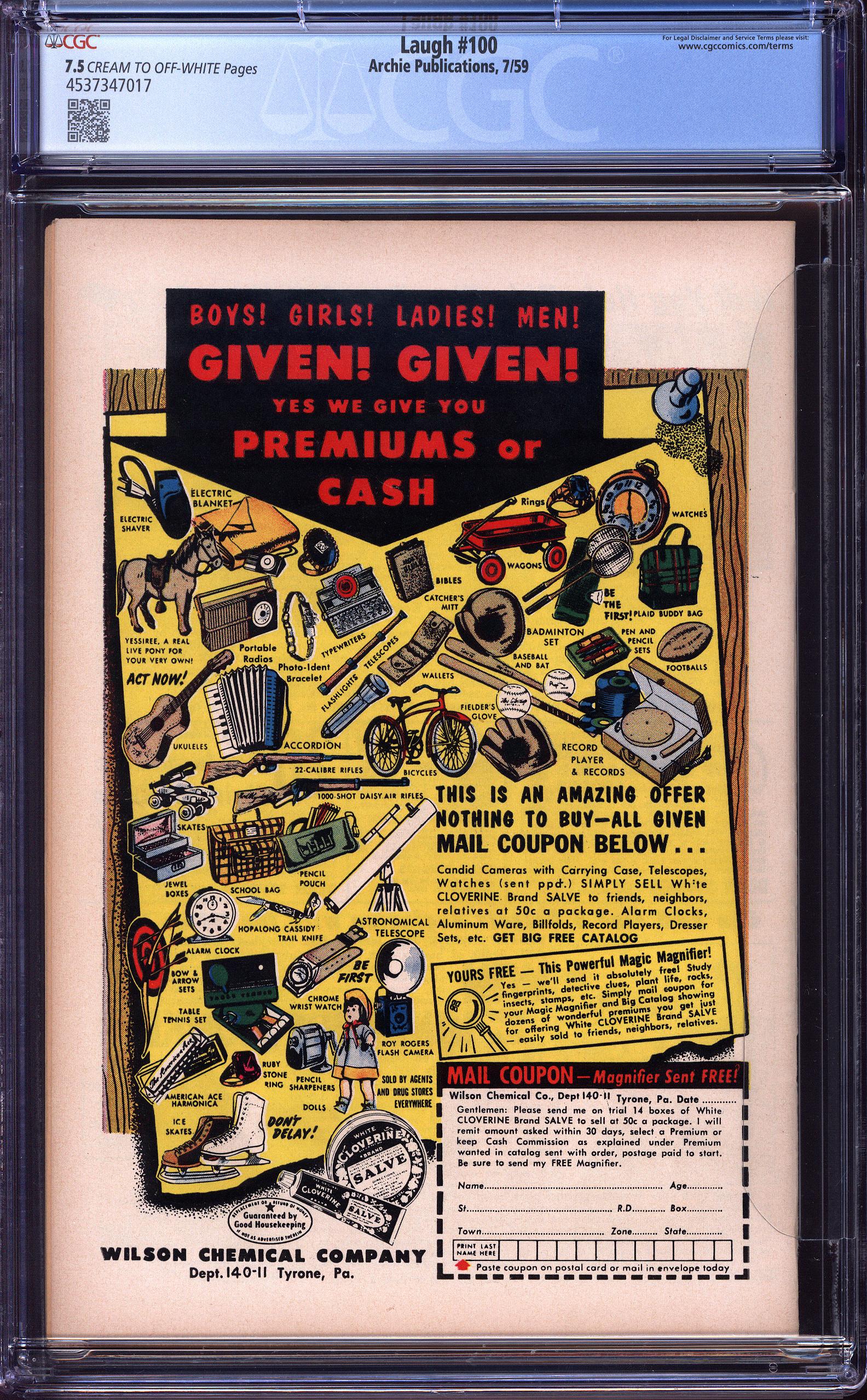 LAUGH COMICS Back Cover