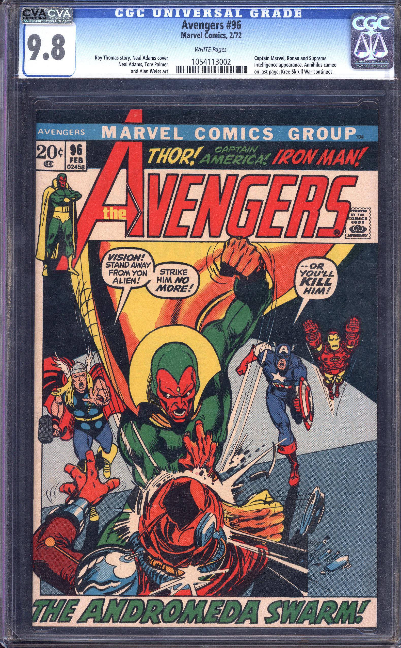 AVENGERS 96 CGC 9.8 WHITE PAGES Reece's Rare Comics