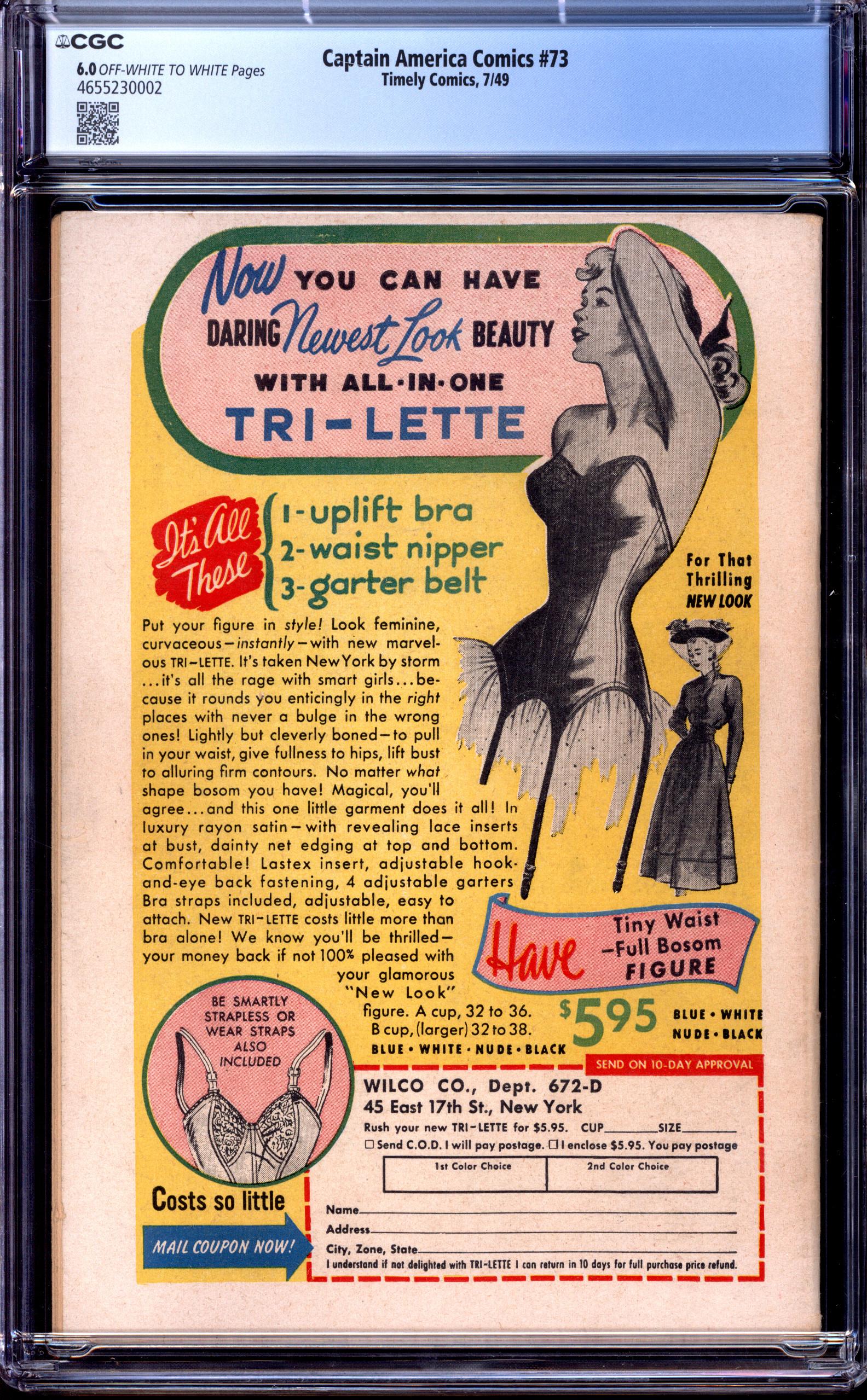 CAPTAIN AMERICA COMICS Back Cover