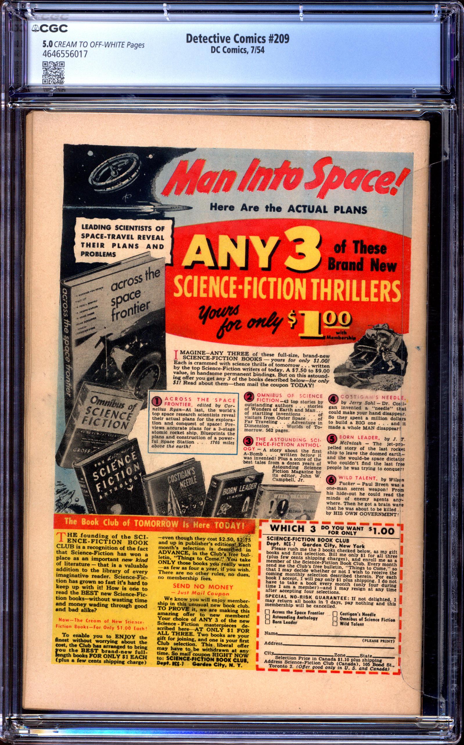 DETECTIVE COMICS Back Cover