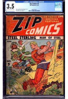 ZIP COMICS #5 CGC 3.5 CR/OW PAGES front cover