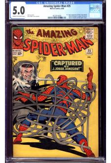 AMAZING SPIDER-MAN #25 CGC 5.0 CR/OW PAGES front cover