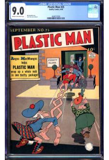 PLASTIC MAN #25 CGC 9.0 CR/OW PAGES front cover