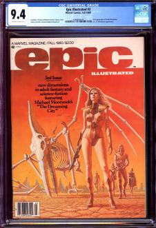 EPIC ILLUSTRATED #3 CGC 9.4 OW/WH PAGES front cover