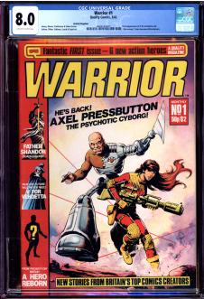 WARRIOR #1 CGC 8.0 OW/WH PAGES front cover