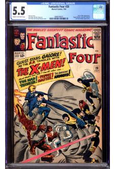 FANTASTIC FOUR #28 CGC 5.5 CR/OW PAGES front cover