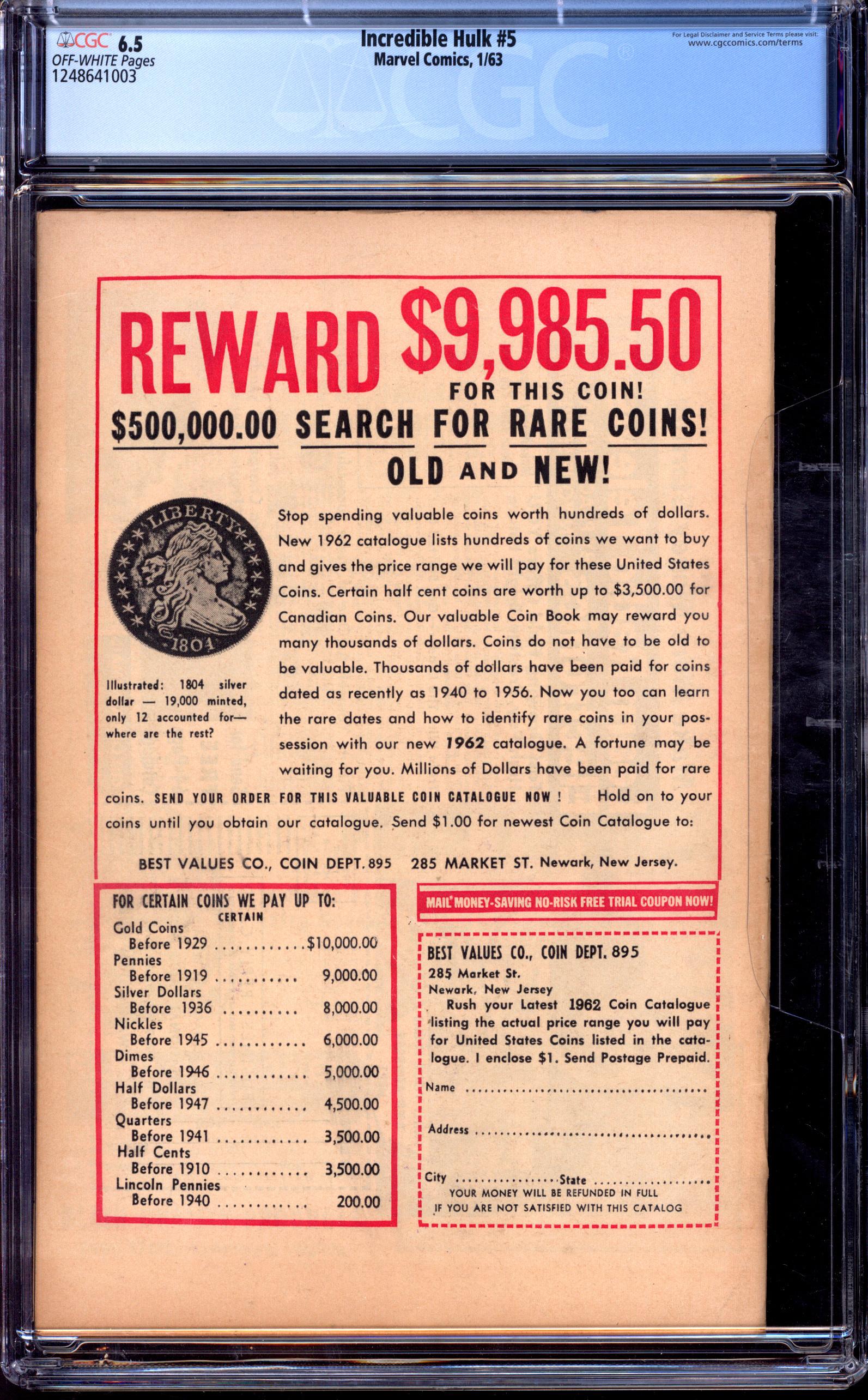 INCREDIBLE HULK Back Cover