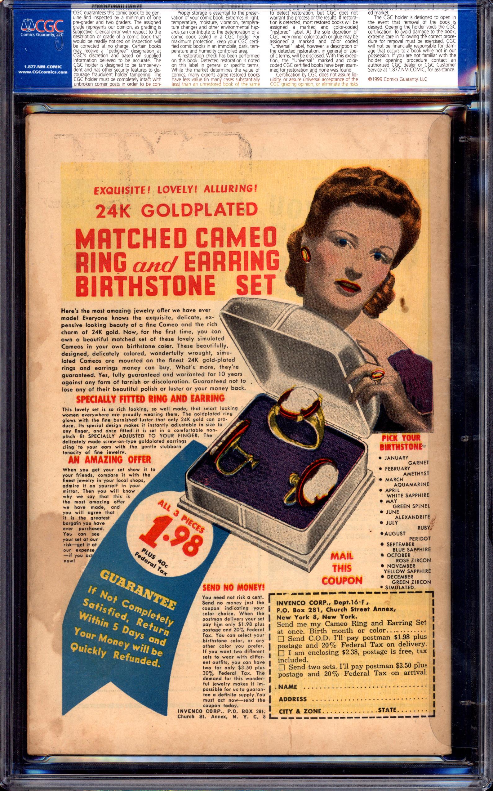 MARVEL MYSTERY COMICS Back Cover