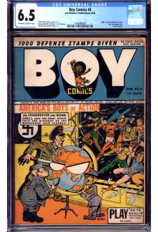 BOY COMICS #4 CGC 6.5 OW/WH PAGES front cover