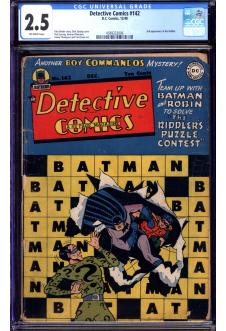 DETECTIVE COMICS #142 CGC 2.5 OW PAGES front cover