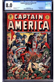 CAPTAIN AMERICA COMICS #37 CGC 8.0 OW PAGES front cover