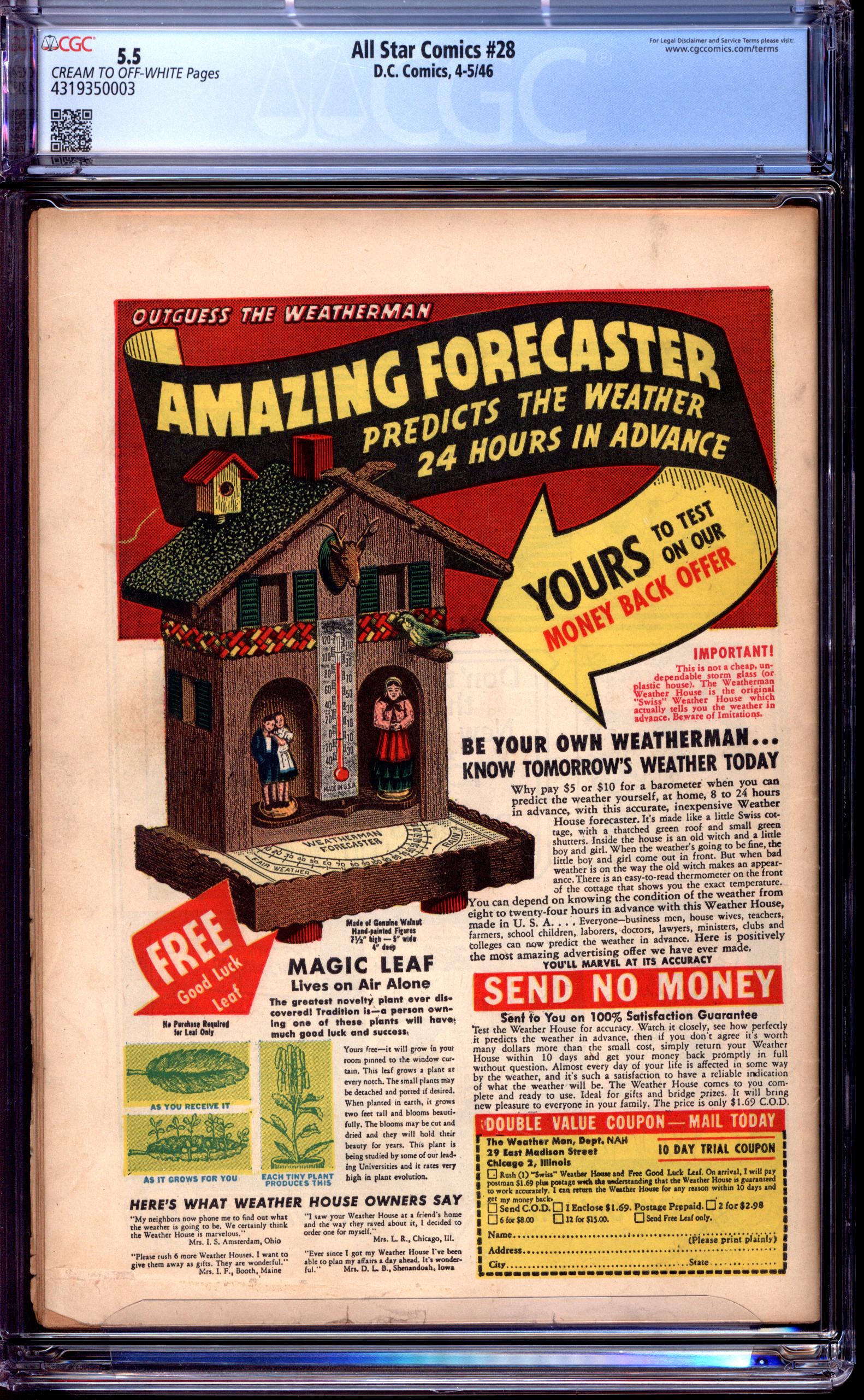 ALL STAR COMICS Back Cover