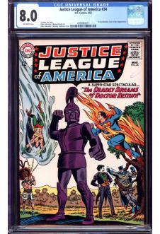 JUSTICE LEAGUE OF AMERICA #34 CGC 8.0 OW PAGES front cover