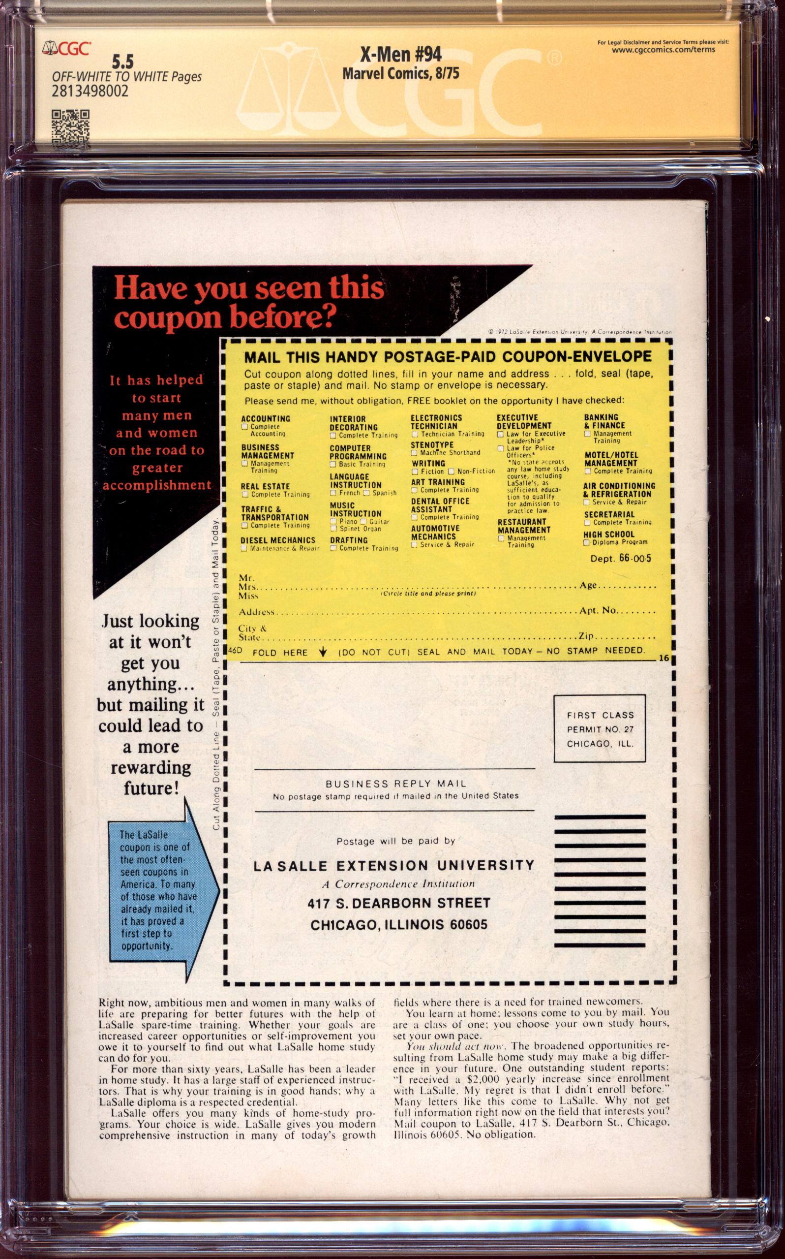X-MEN Back Cover