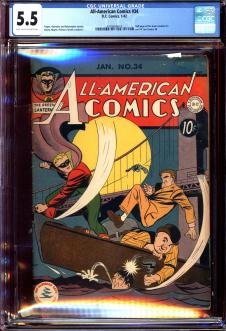 ALL-AMERICAN COMICS #34 CGC 5.5 LT/OW PAGES front cover