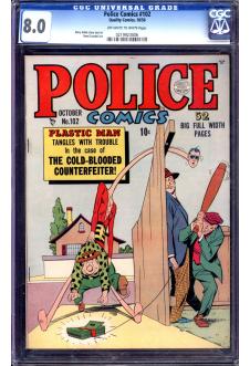 POLICE COMICS #102 CGC 8.0 OW/WH PAGES front cover