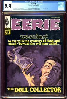 EERIE #15 CGC 9.4 OW/WH PAGES front cover