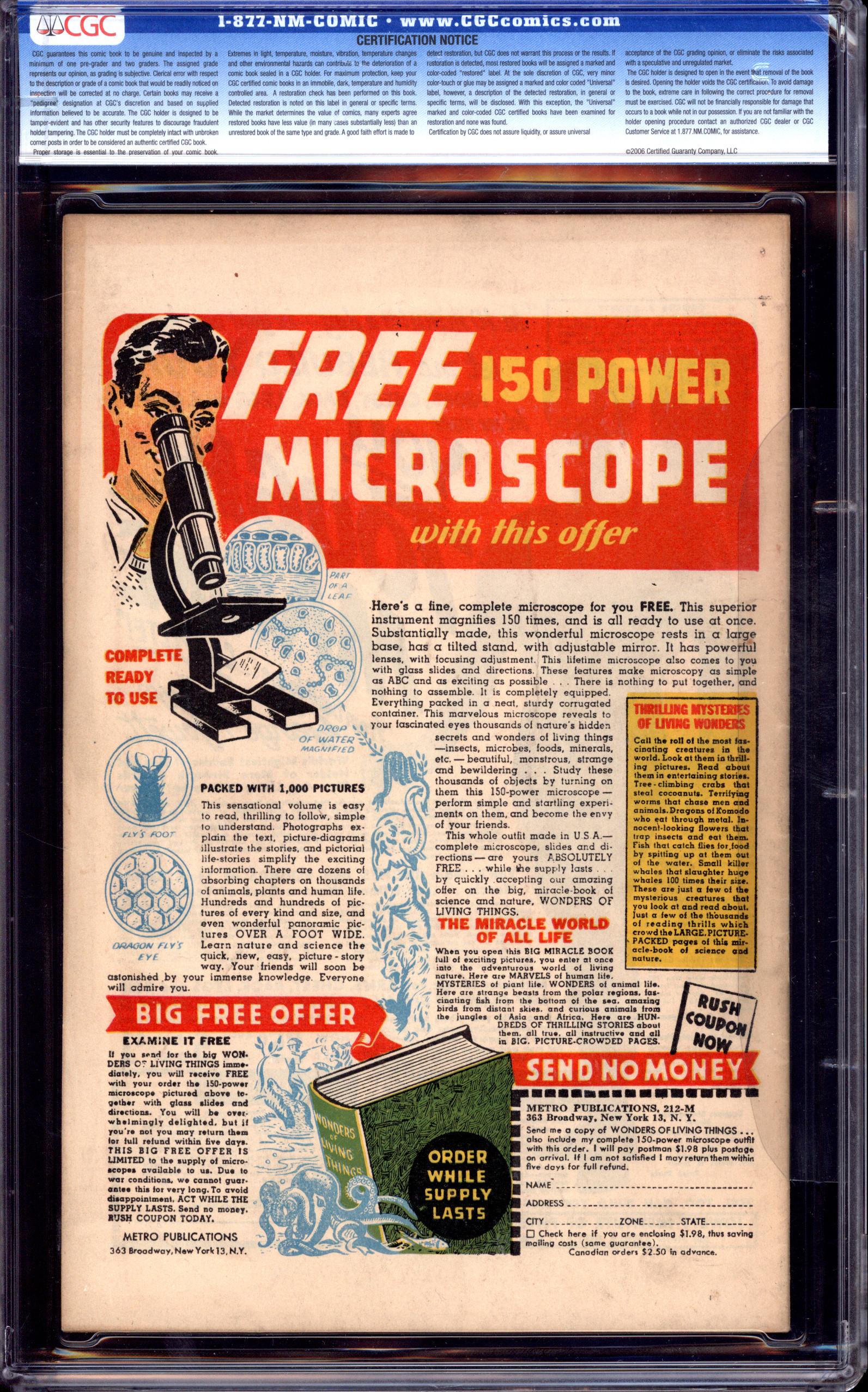 USA COMICS Back Cover