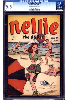NELLIE THE NURSE #1 CGC 5.5 CR/OW PAGES front cover