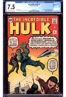 INCREDIBLE HULK #3 CGC 7.5 OW/WH PAGES front cover