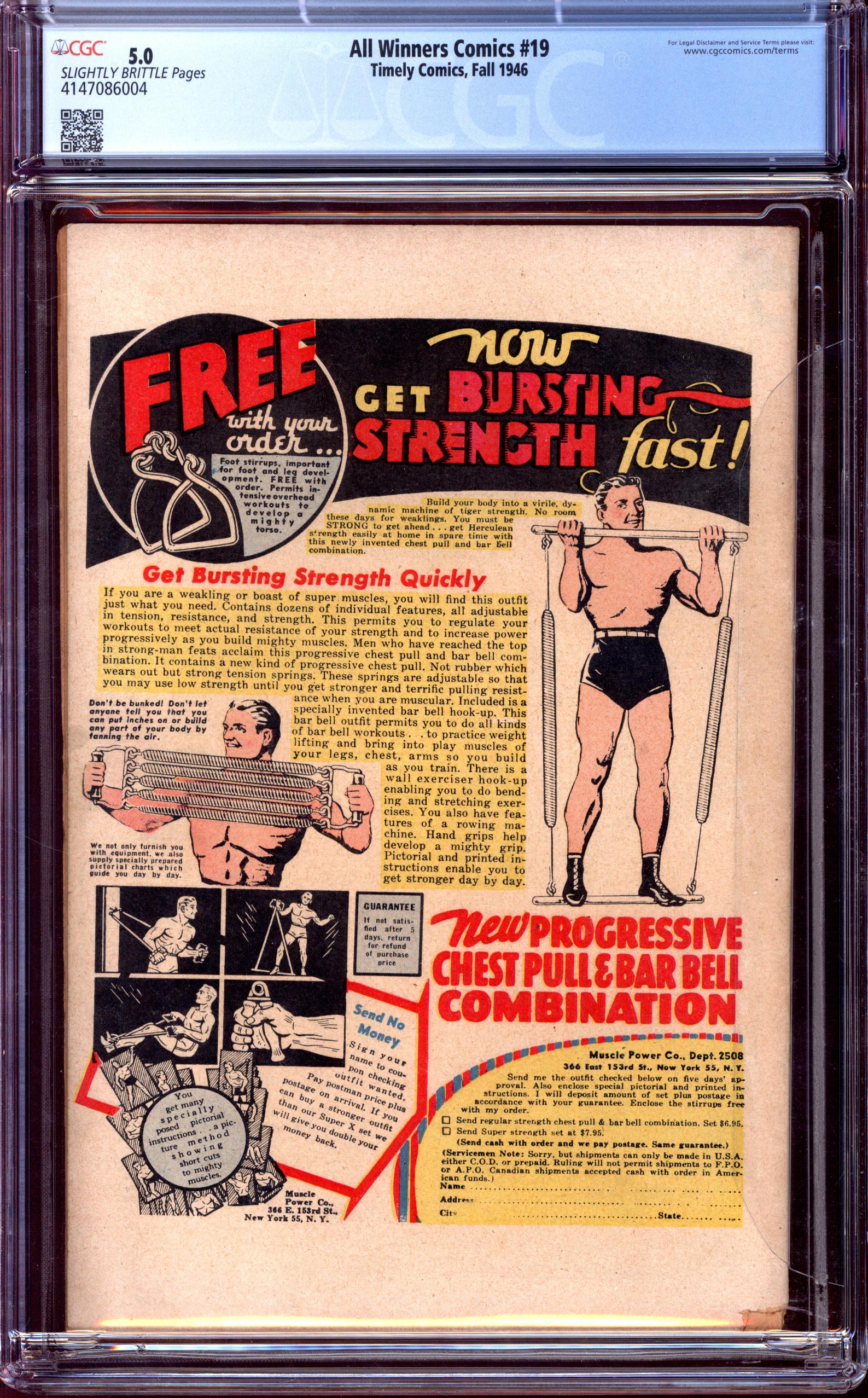 ALL WINNERS COMICS Back Cover