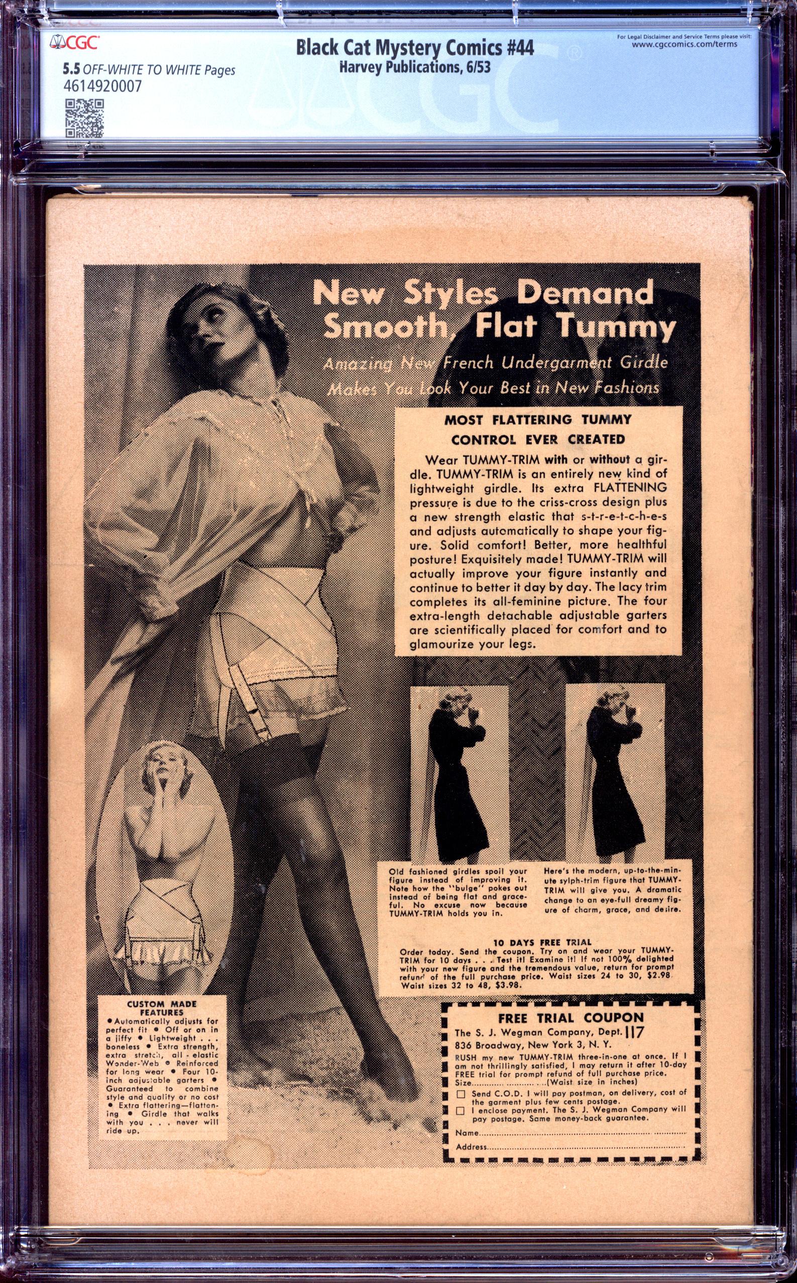 BLACK CAT MYSTERY COMICS Back Cover