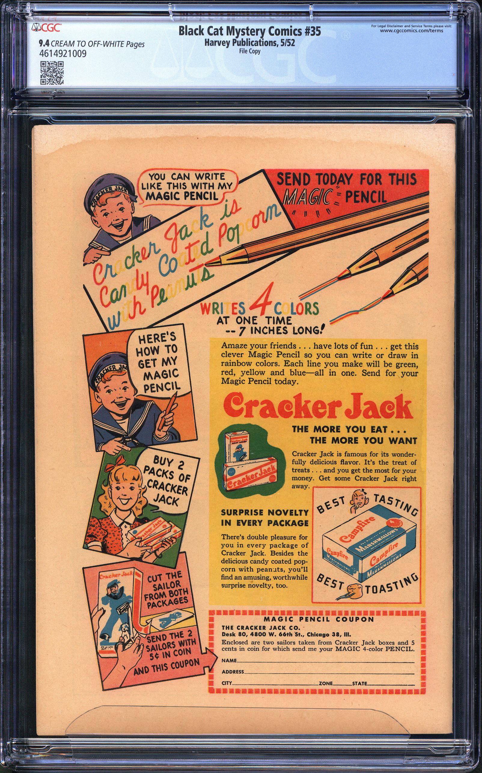 BLACK CAT MYSTERY COMICS Back Cover