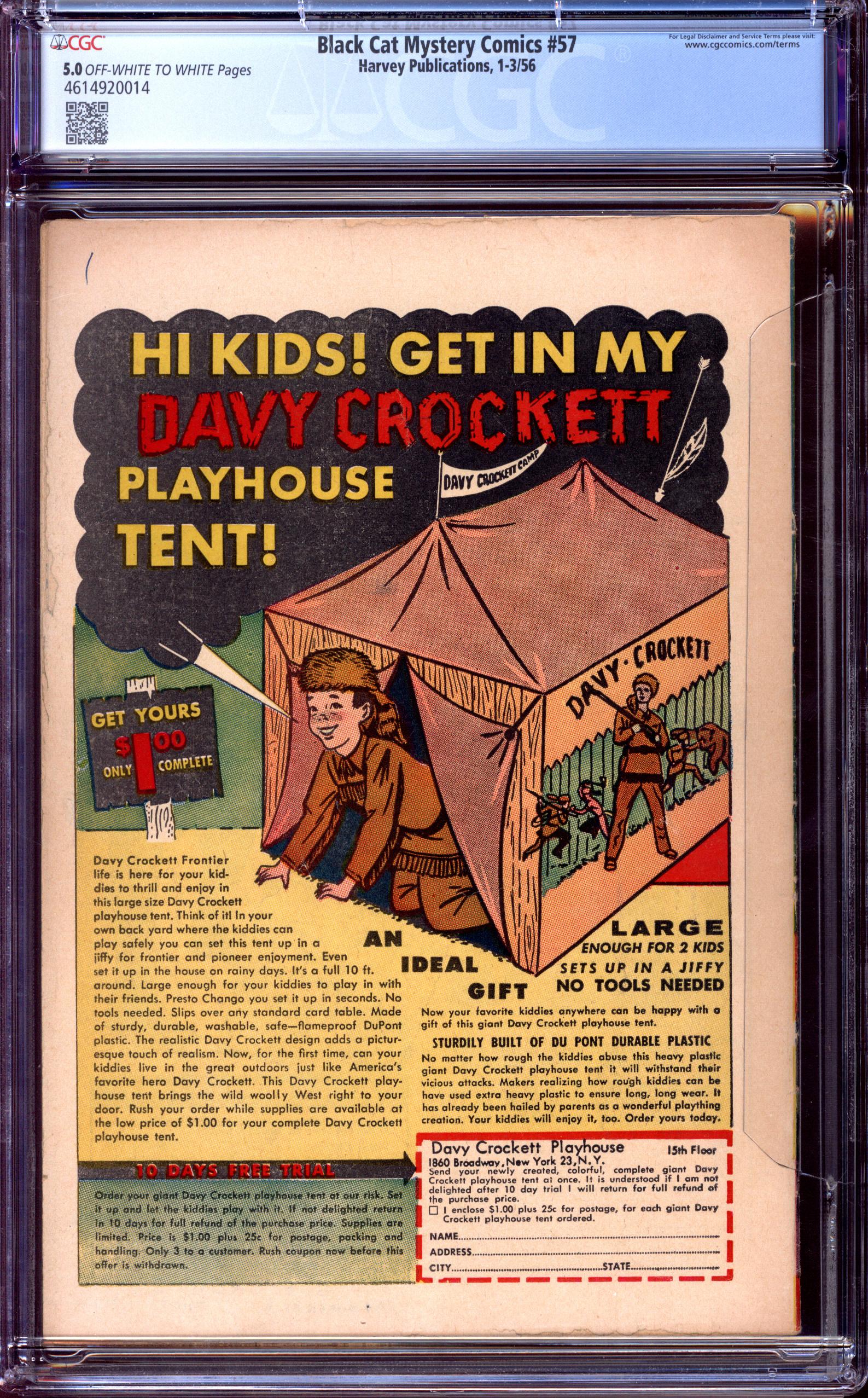 BLACK CAT MYSTERY COMICS Back Cover