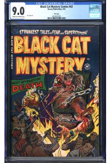 BLACK CAT MYSTERY COMICS #42 CGC 9.0 CR/OW PAGES front cover
